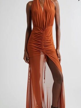 Kim Shui Rust Halter Maxi Dress